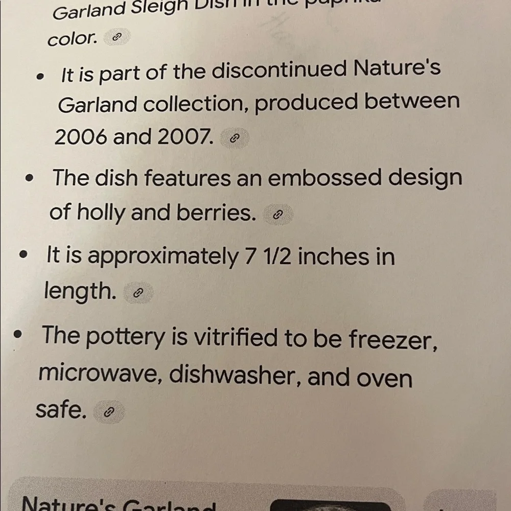 Longaberger Pottery Nature’s Garland Sleigh Dish in Paprika  Ceramic Bakeware